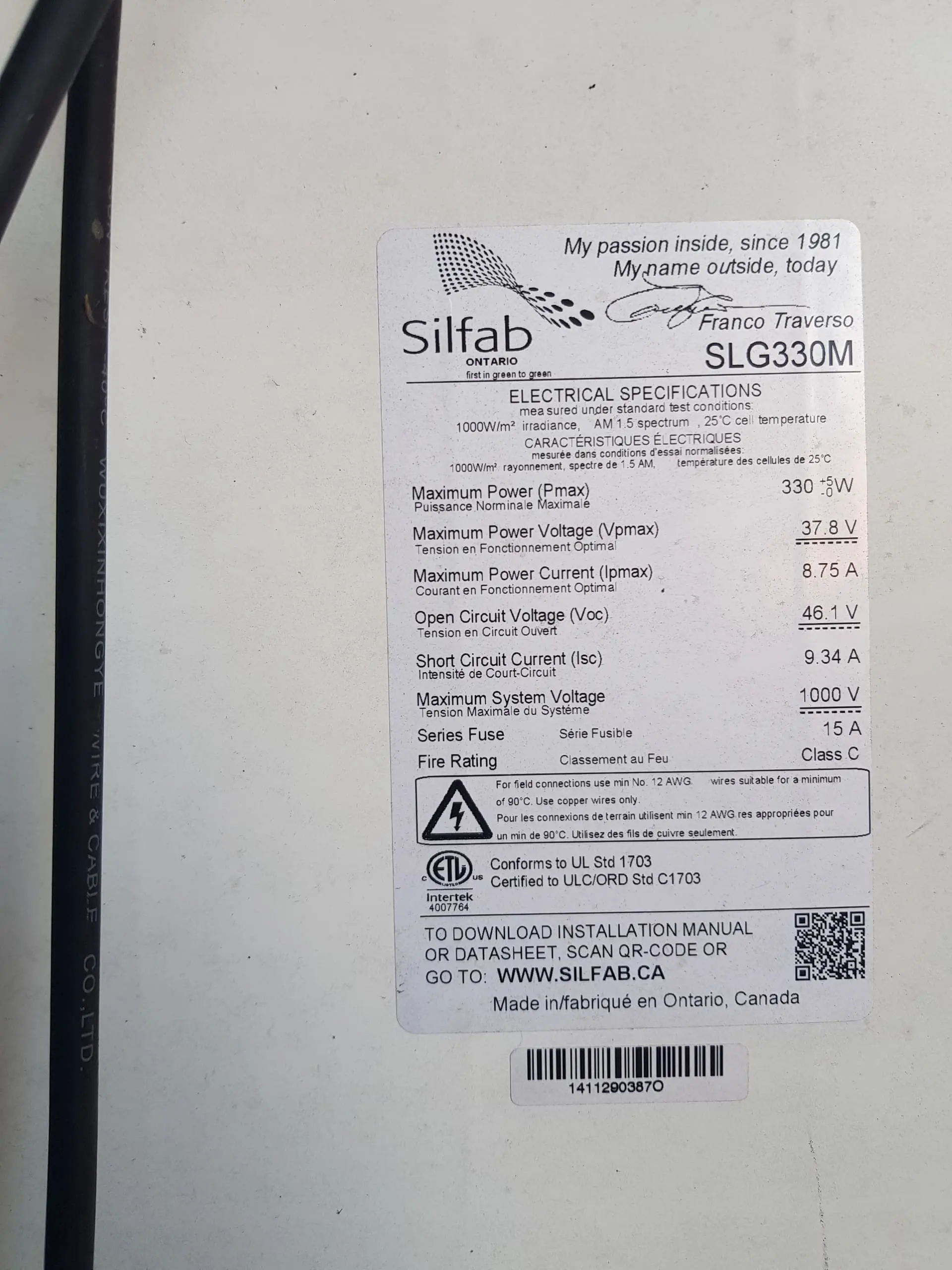 Monocrystalline 330 watts